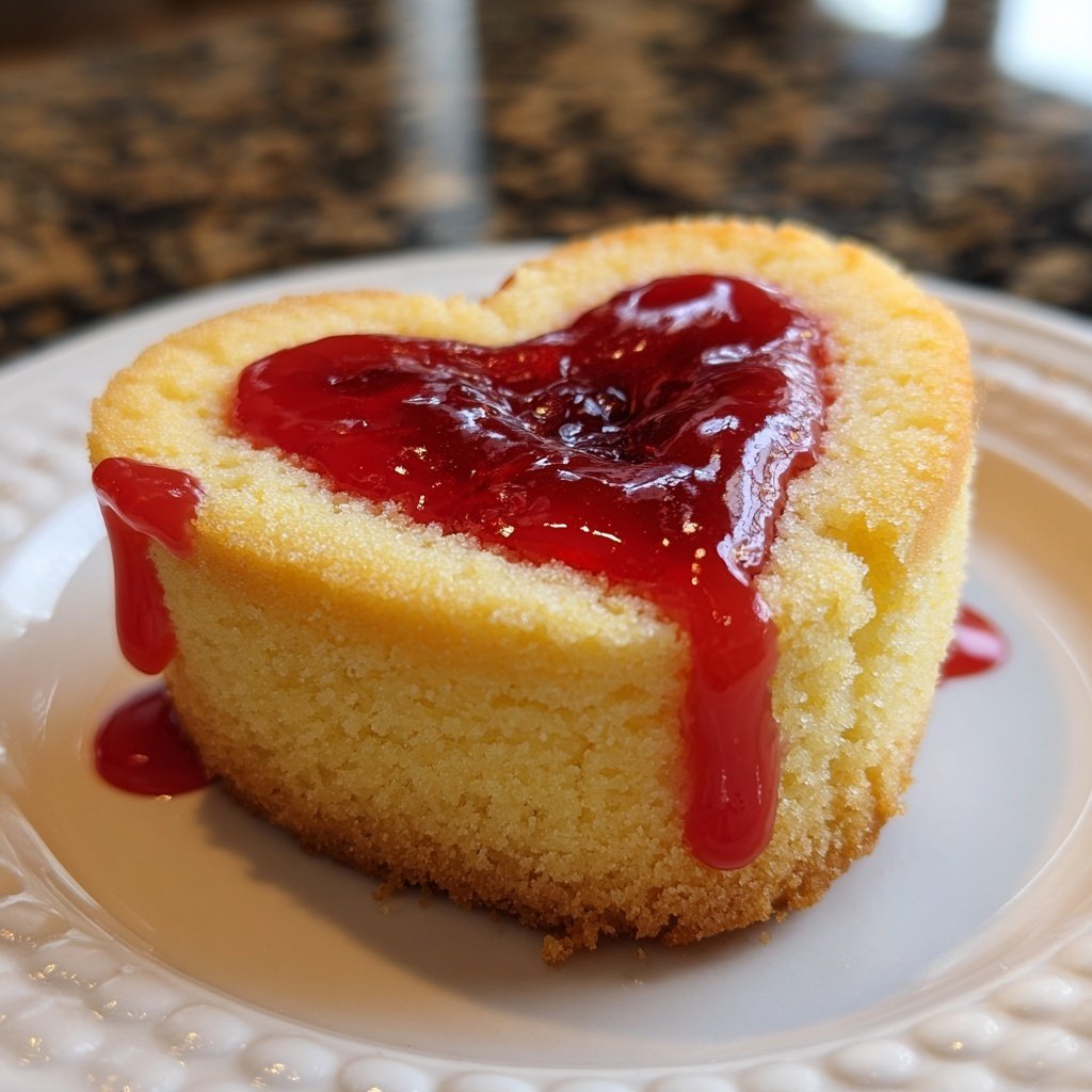 Mini Heart Cake with Strawberry Jam Center