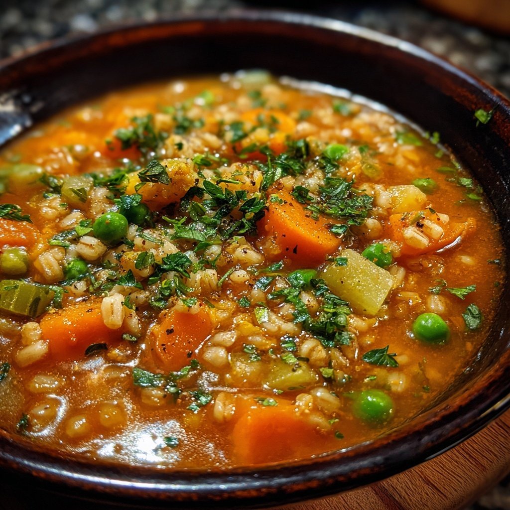 Healthy Crockpot Barley Vegetable Soup