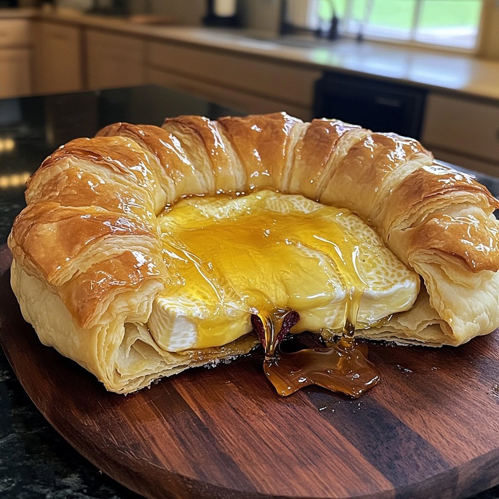 Baked Brie in Puff Pastry with Honey and Fig - Crisp Tastes
