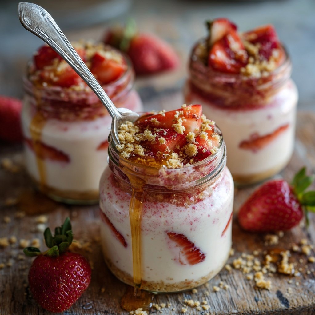 Strawberry Vanilla Yogurt Breakfast Jars