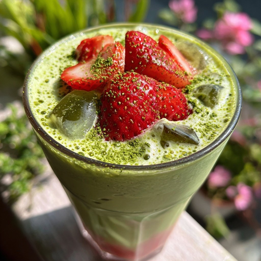 Strawberry Matcha Latte Iced