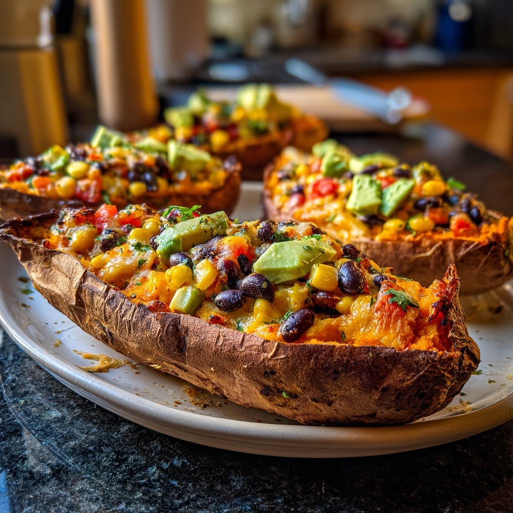 Baked Sweet Potato Veggie Boats
