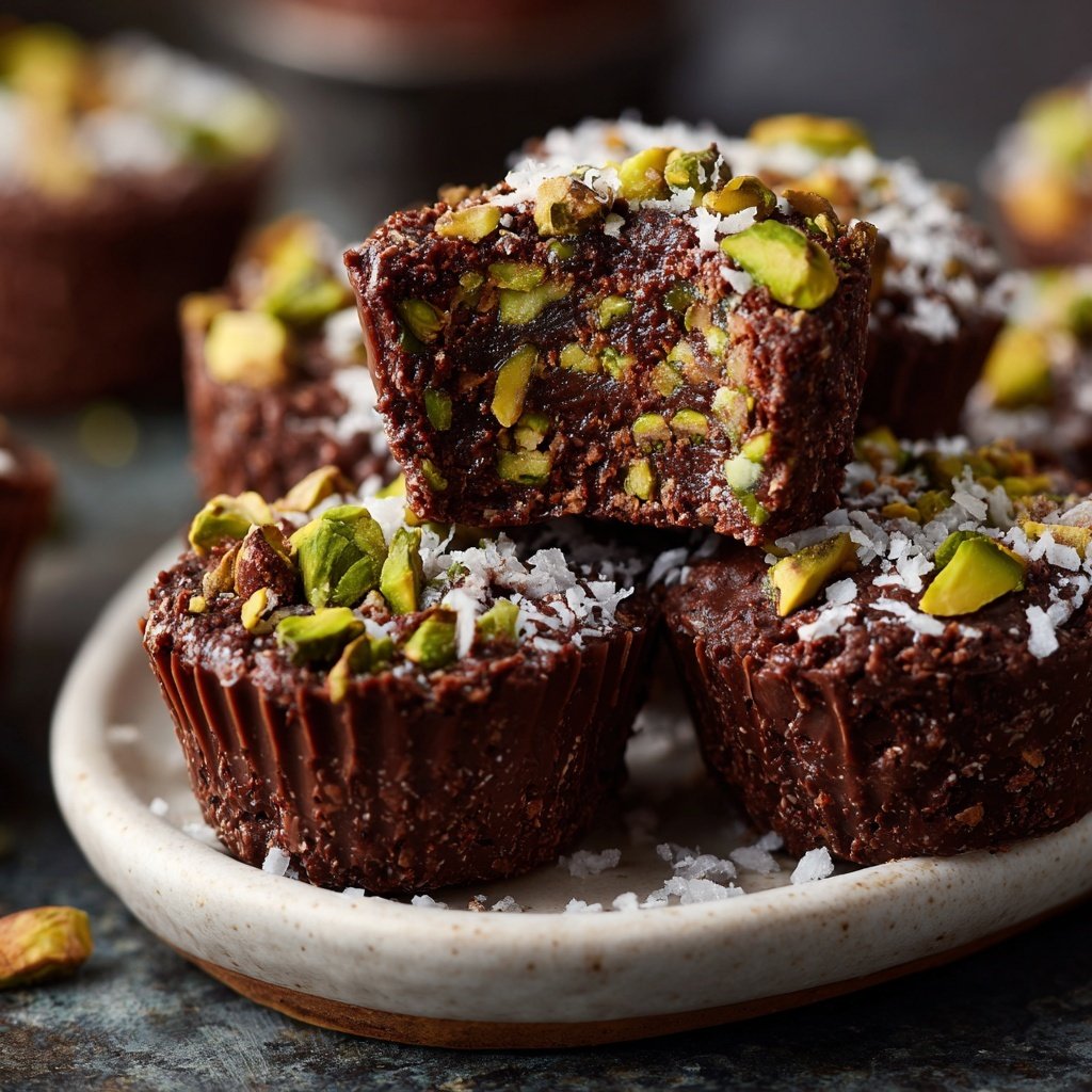Chocolate Pistachio Coconut Fudge Bites