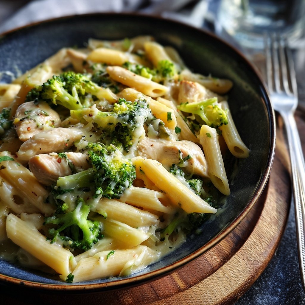 Creamy Garlic Chicken And Broccoli Pasta